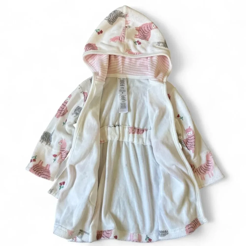 Carter’s Just One You Baby Girl Llama Hooded Bath Robe 0–9 Months
